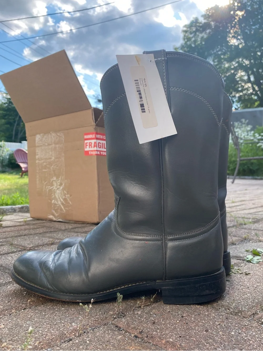 Women’s Dark Grey Diamond J Leather Cowboy Boots